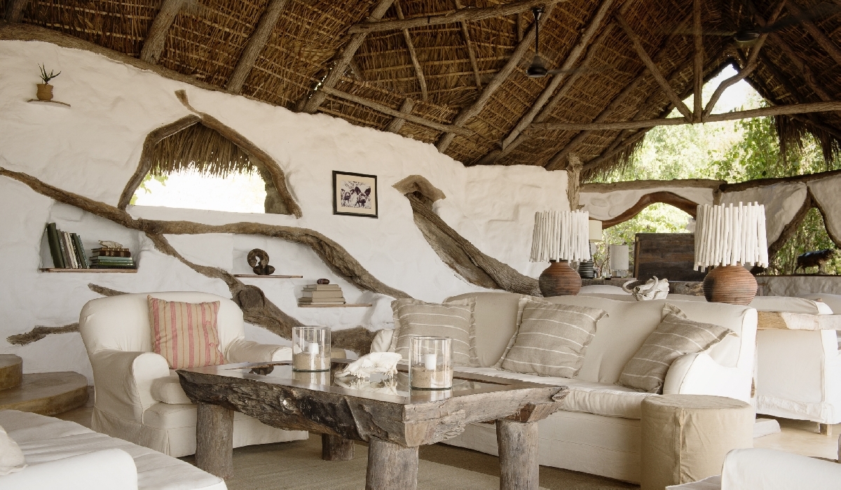 Le salon du lodge du Sand Rivers