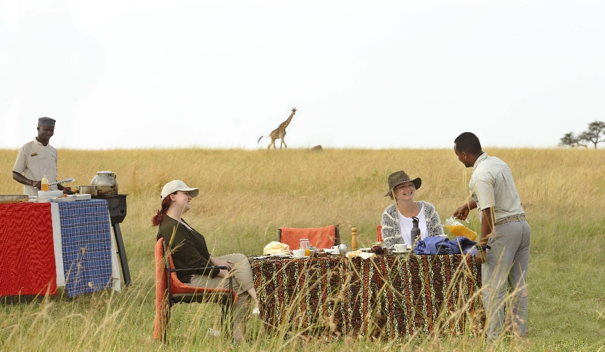 Petit déjeuner dans la brousse dans le Serengeti